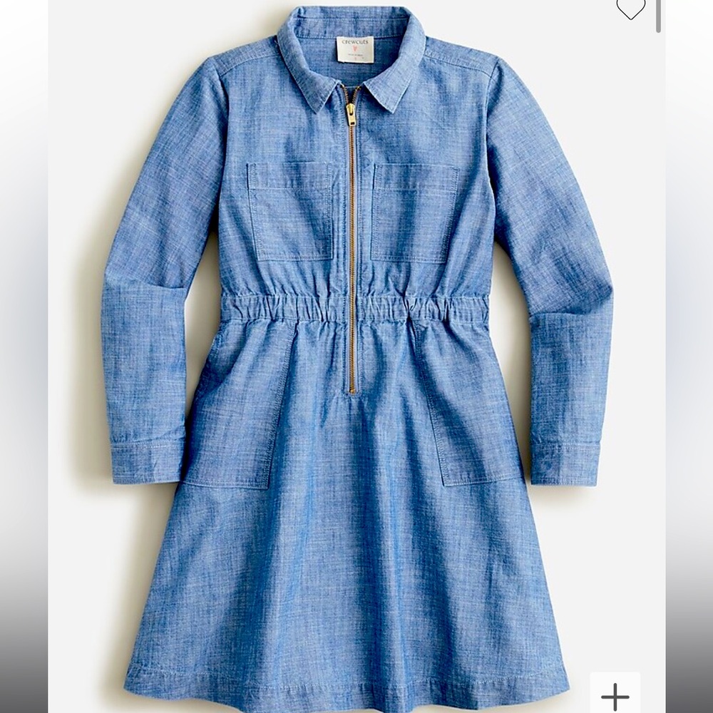Girls' chambray zip-front field dress